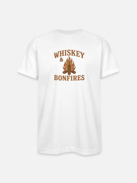 Whiskey Bonfires Outdoor Logo - Bayside Unisex Heavyweight USA Made T-Shirt - white