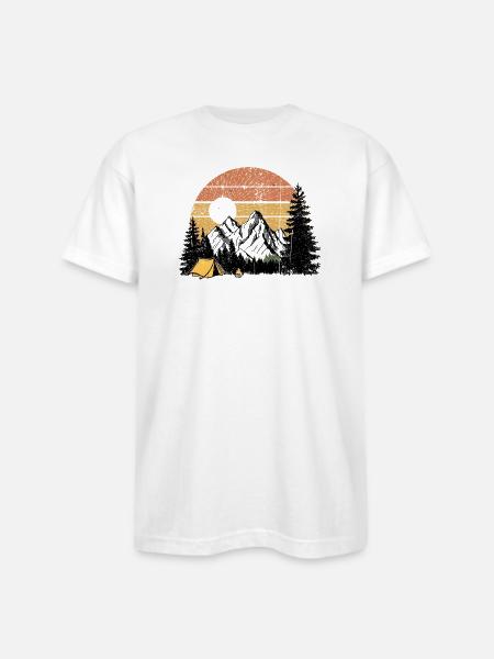 Sunset Camp Silhouette - Bayside Unisex Heavyweight USA Made T-Shirt - white