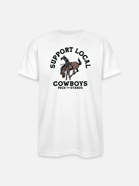 Soutenez les cow-boys locaux - T-shirt épais Bayside fabriqué aux É.-U. Unisexe - blanc