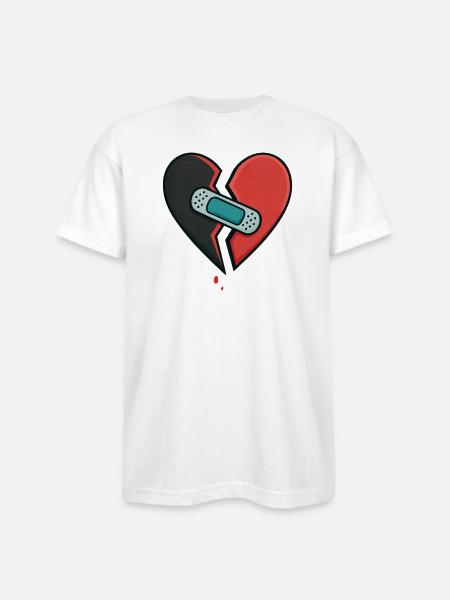 Mended Broken Heart - Bayside Unisex Heavyweight USA Made T-Shirt - white