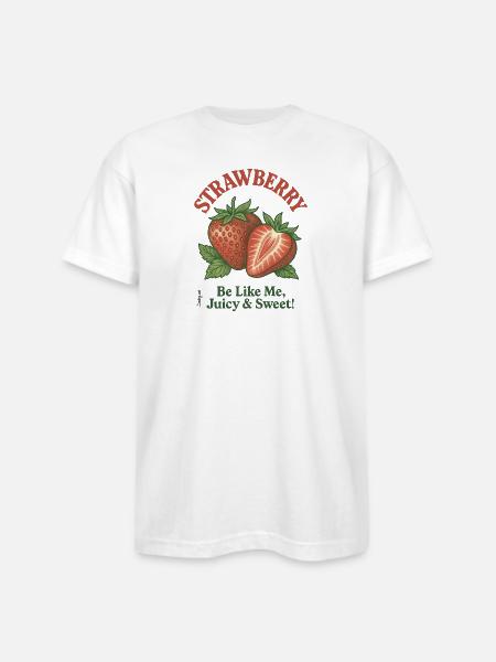 Sweet Like Strawberry - Bayside Unisex Heavyweight USA Made T-Shirt - white