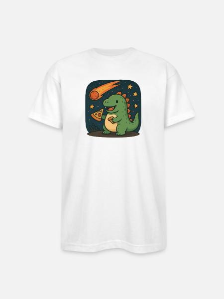 Dinosaur Space Adventure Design - Bayside Unisex Heavyweight USA Made T-Shirt - white