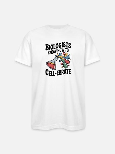 Biologists Know How to Cell-ebrate - Bayside Unisex Heavyweight USA Made T-Shirt - white