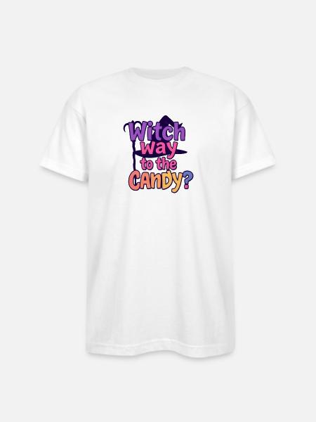Witch Way to the Candy - Bayside Unisex Heavyweight USA Made T-Shirt - white