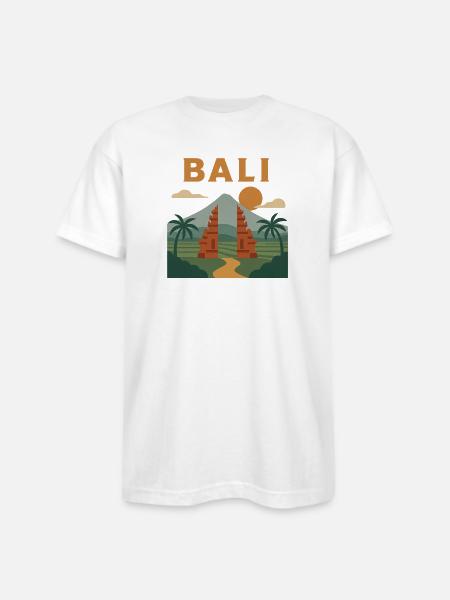 Bali Sunrise Gate Scene - Bayside Unisex Heavyweight USA Made T-Shirt - white