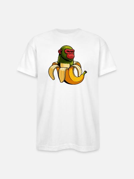 Chimpanzini Bananini Italian Brainrot Meme Art - Bayside Unisex Heavyweight USA Made T-Shirt - white