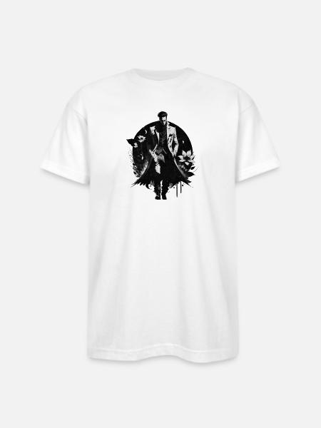 Noir Gentleman Floral Bloom - Bayside Unisex Heavyweight USA Made T-Shirt - white