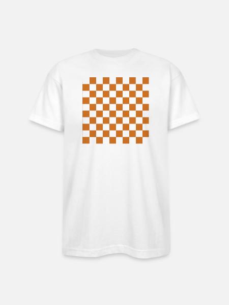 Rust Checker Mosaic - Bayside Unisex Heavyweight USA Made T-Shirt - white