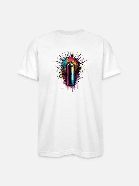 Vivid Spray Graffiti Burst - Bayside Unisex Heavyweight USA Made T-Shirt - white