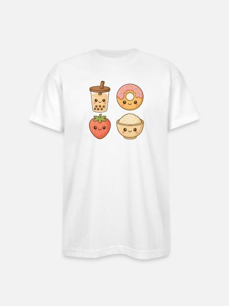 Kawaii Food Friends - Bayside Unisex Heavyweight USA Made T-Shirt - white