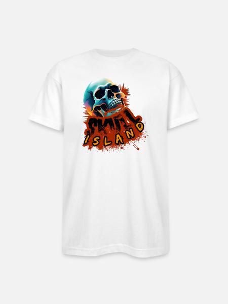 Skull Island Neon Splash - Bayside Unisex Heavyweight USA Made T-Shirt - white