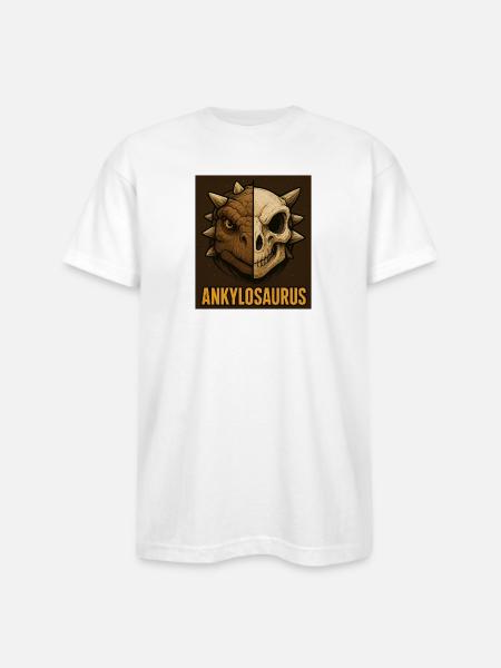 Ankylosaurus Skull - Bayside Unisex Heavyweight USA Made T-Shirt - white