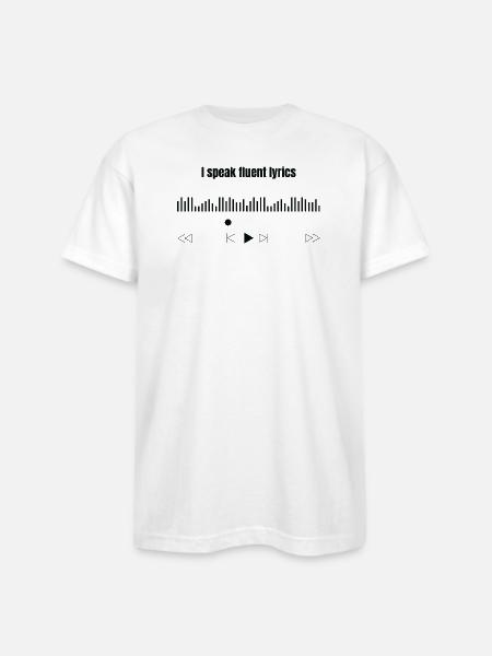  I Speak Fluent Lyrics  - Bayside Unisex Heavyweight USA Made T-Shirt - white