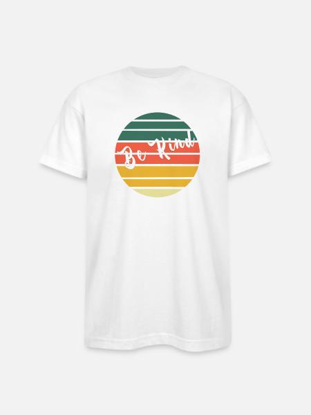 Be Kind Retro Rainbow Circle - Bayside Unisex Heavyweight USA Made T-Shirt - white