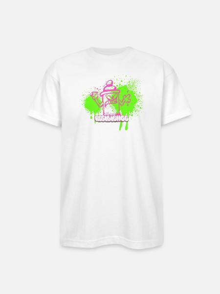 Neon Graffiti Spray Can Character - Bayside Unisex Heavyweight USA Made T-Shirt - white