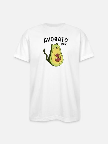 Cheerful Avocado Hugging Seed - Bayside Unisex Heavyweight USA Made T-Shirt - white