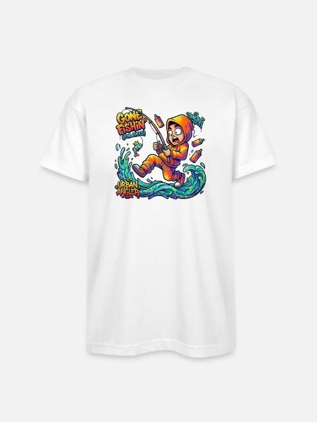 Urban Angler Neon Splash - Bayside Unisex Heavyweight USA Made T-Shirt - white