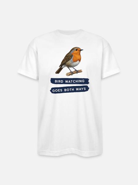 Bird Watching Goes Both Ways - Bayside Unisex Heavyweight USA Made T-Shirt - white
