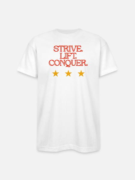 Strive Life to Conquer - Bayside Unisex Heavyweight USA Made T-Shirt - white
