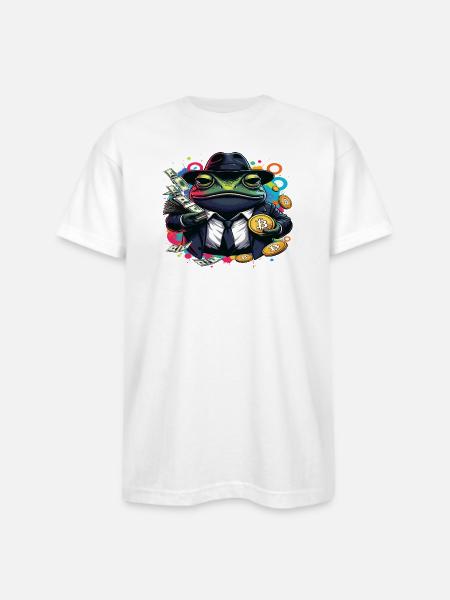 Bitcoin Frog Streetwear Art - Bayside Unisex Heavyweight USA Made T-Shirt - white