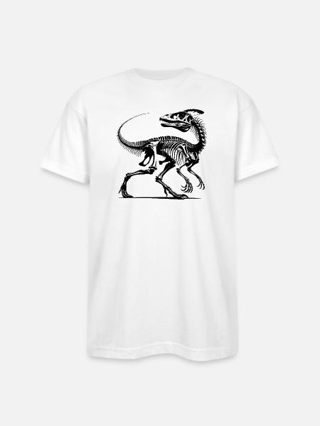 Dinosaur Raptor With Spine Bone - Bayside Unisex Heavyweight USA Made T-Shirt - white