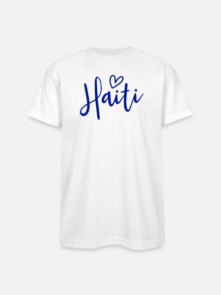 Haiti Heart Women's Love Haiti - Bayside Unisex Heavyweight USA Made T-Shirt - white
