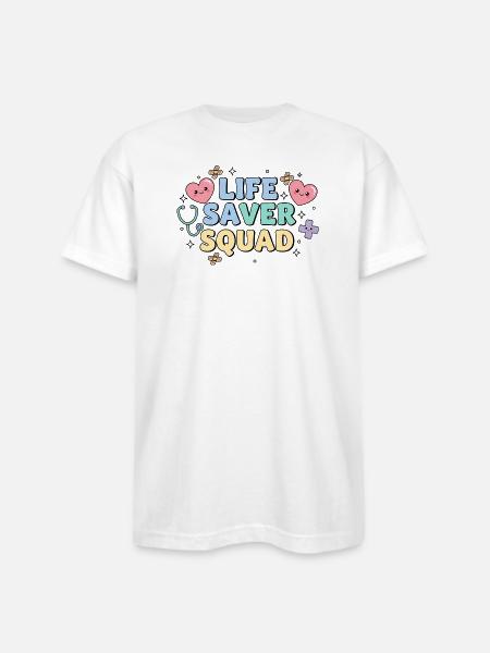 Life Saver Squad - Bayside Unisex Heavyweight USA Made T-Shirt - white