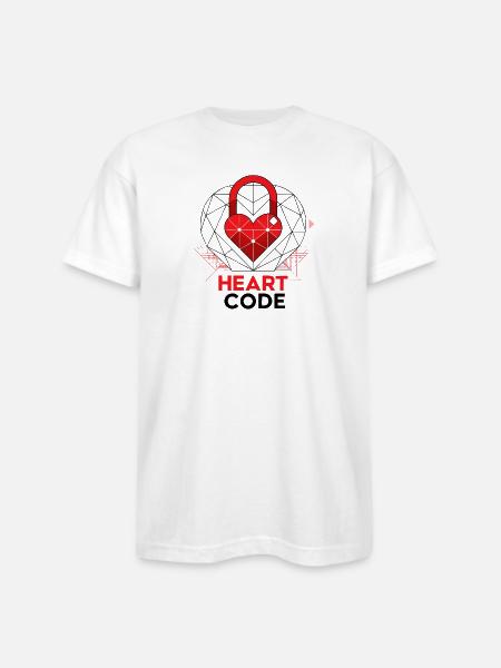 a-geometric-lock-shape-with-a-smooth-red-heart- - Bayside Unisex Heavyweight USA Made T-Shirt - white