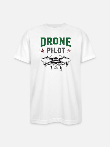 Drone Pilot - Bayside Unisex Heavyweight USA Made T-Shirt - white