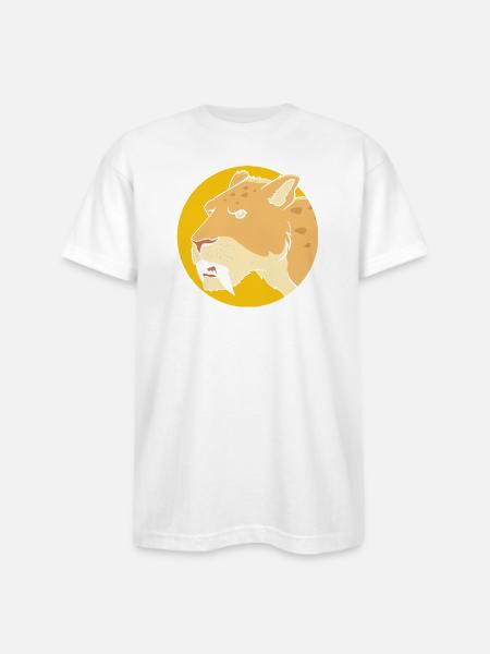 Sabertooth Tiger Prehistoric Smilodon - Bayside Unisex Heavyweight USA Made T-Shirt - white