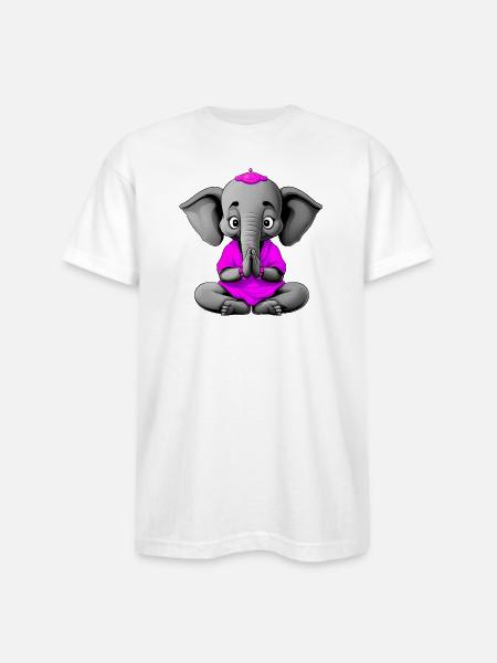 Yogi Elephant - Bayside Unisex Heavyweight USA Made T-Shirt - white
