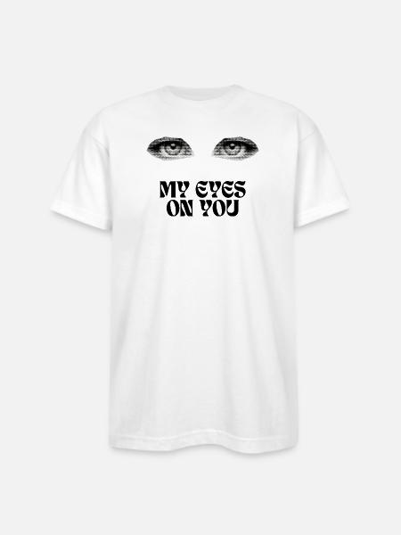 Halftone Twin Eyes - Bayside Unisex Heavyweight USA Made T-Shirt - white
