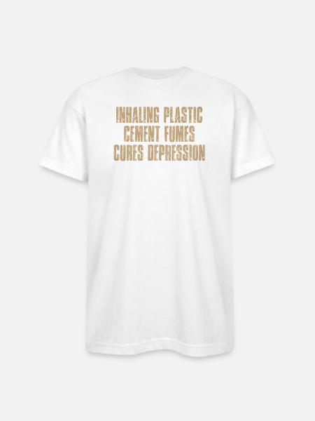Plastic Fume Mood Pollution - Bayside Unisex Heavyweight USA Made T-Shirt - white