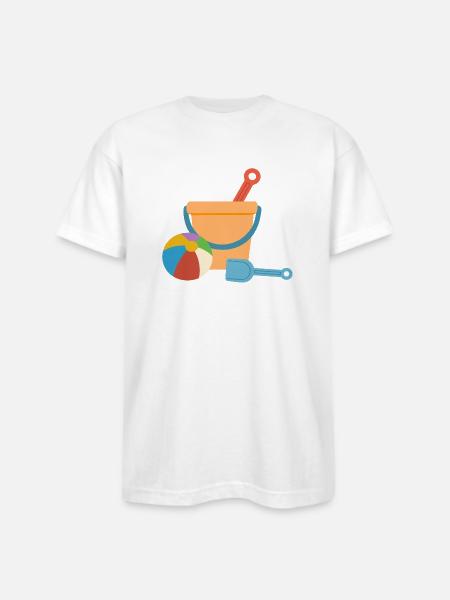 Beach Bucket Playset - Bayside Unisex Heavyweight USA Made T-Shirt - white