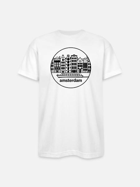 amsterdam - Bayside Unisex Heavyweight USA Made T-Shirt - white
