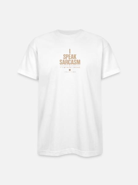 I Speak Sarcasm - Bayside Unisex Heavyweight USA Made T-Shirt - white