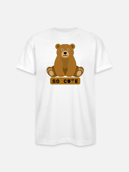So Cute Bear Illustration - Bayside Unisex Heavyweight USA Made T-Shirt - white