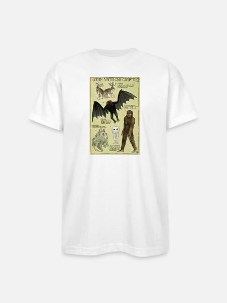 North American Cryptids Poster - Bayside Unisex Heavyweight USA Made T-Shirt - white