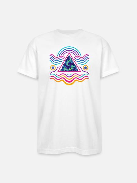 Neon Triangle Fractal Wave - Bayside Unisex Heavyweight USA Made T-Shirt - white