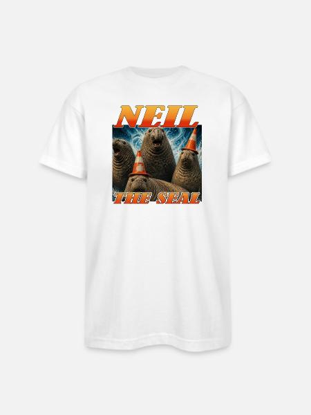 Neil the Seal Cone Crew - Bayside Unisex Heavyweight USA Made T-Shirt - white