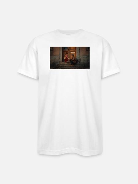 Stairs Exchange Quiet Kindness - Bayside Unisex Heavyweight USA Made T-Shirt - white