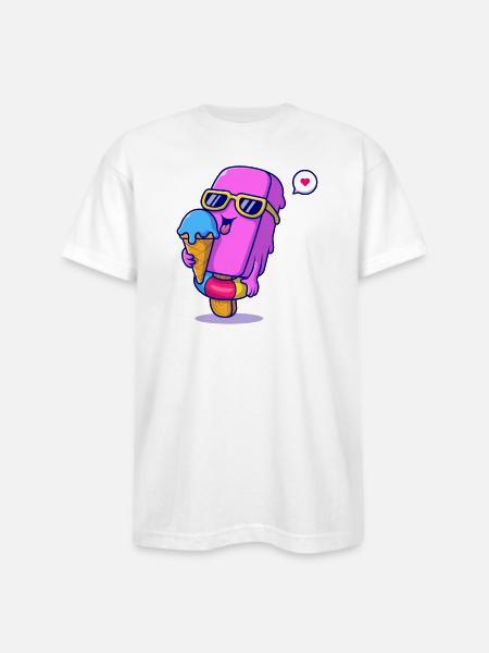 Sunny Pink Ice Pop Mascot - Bayside Unisex Heavyweight USA Made T-Shirt - white