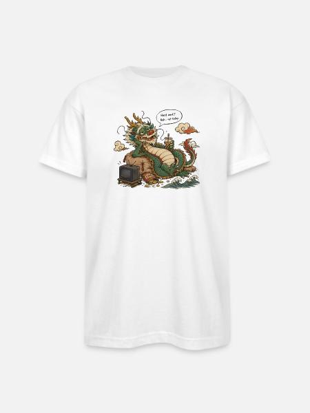 Lazy Dragon - Bayside Unisex Heavyweight USA Made T-Shirt - white