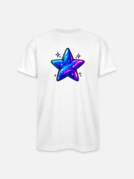 Cosmic Galaxy Star - Bayside Unisex Heavyweight USA Made T-Shirt - white