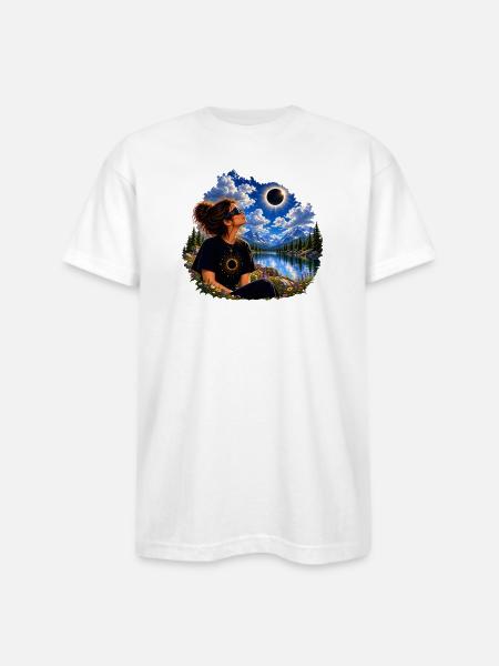 Solar Eclipse Nature Tee - Bayside Unisex Heavyweight USA Made T-Shirt - white