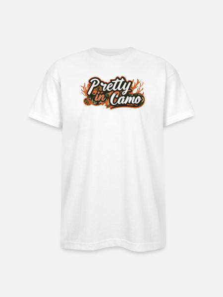 Pretty in Camo - Bayside Unisex Heavyweight USA Made T-Shirt - white