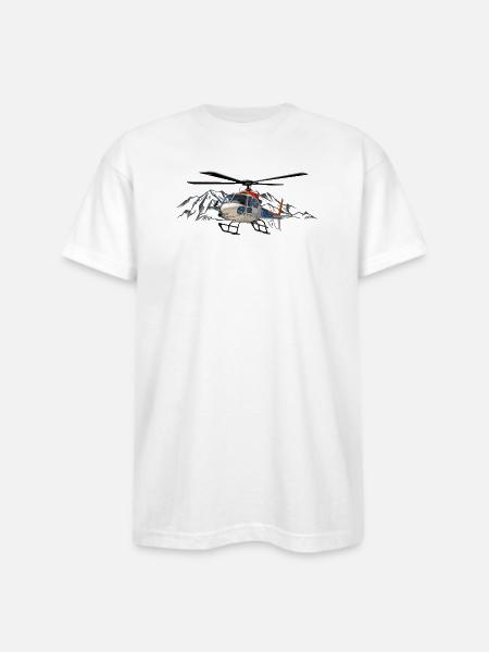 Helicopter in action - Bayside Unisex Heavyweight USA Made T-Shirt - white