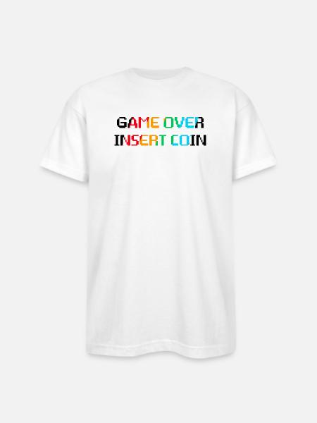 Game Over Insert Coin - Bayside Unisex Heavyweight USA Made T-Shirt - white