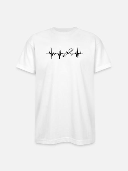 Cricket ECG Heartline - Bayside Unisex Heavyweight USA Made T-Shirt - white
