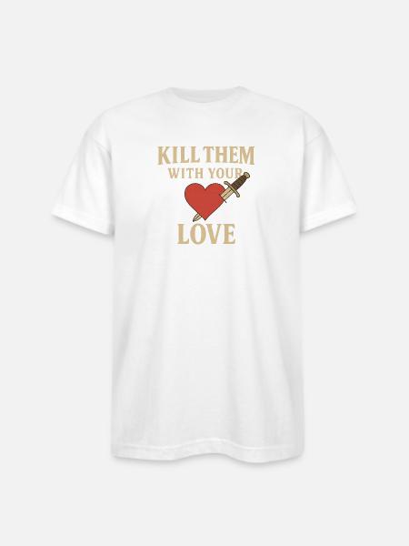 Heart and Dagger - Bayside Unisex Heavyweight USA Made T-Shirt - white